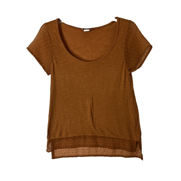 Lucky Brand Tunic Women's Small Rust Short Sleeve Lightweight Scoop Neck - Picture 1 of 8